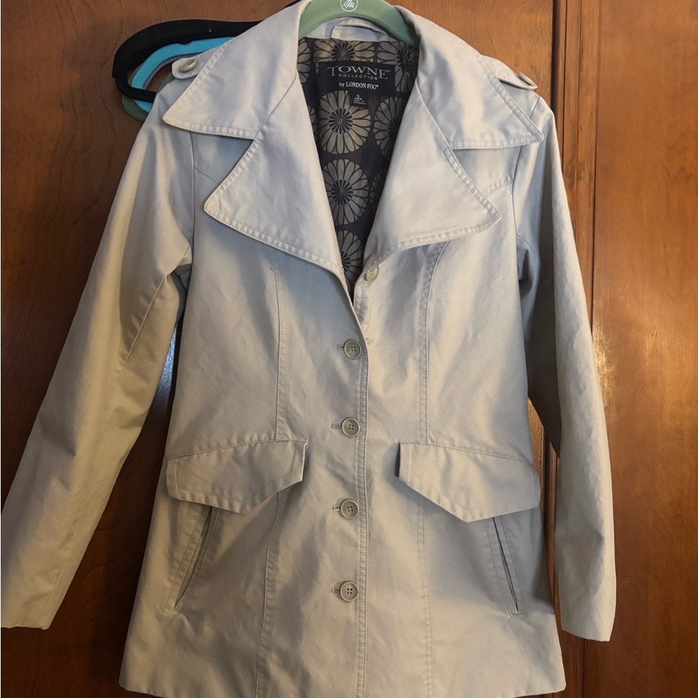 London Fog short khaki beige trench coat size S